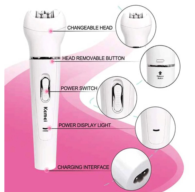 Kemei 5-in-1 Beauty Tools Kit KM-2199 | Epilator, Shaver & Massager