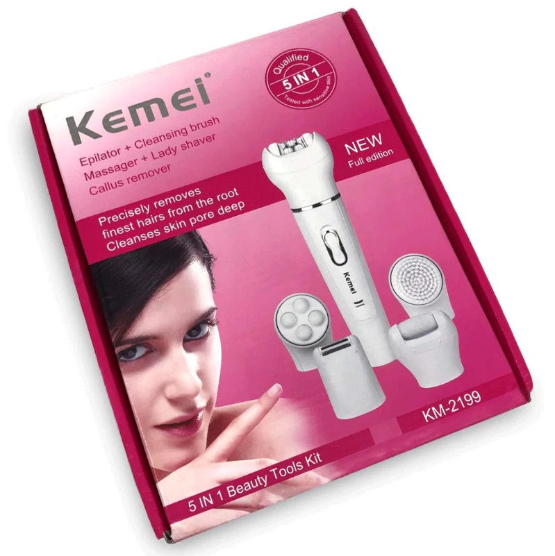 Kemei 5-in-1 Beauty Tools Kit KM-2199 | Epilator, Shaver & Massager