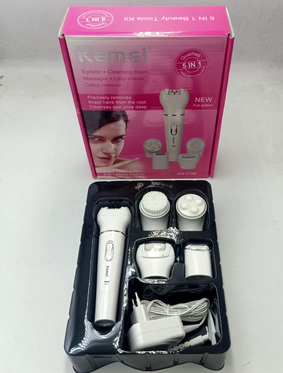 Kemei 5-in-1 Beauty Tools Kit KM-2199 | Epilator, Shaver & Massager