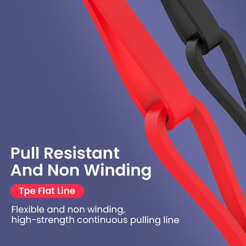 Red and black pulling line with text on a blue background